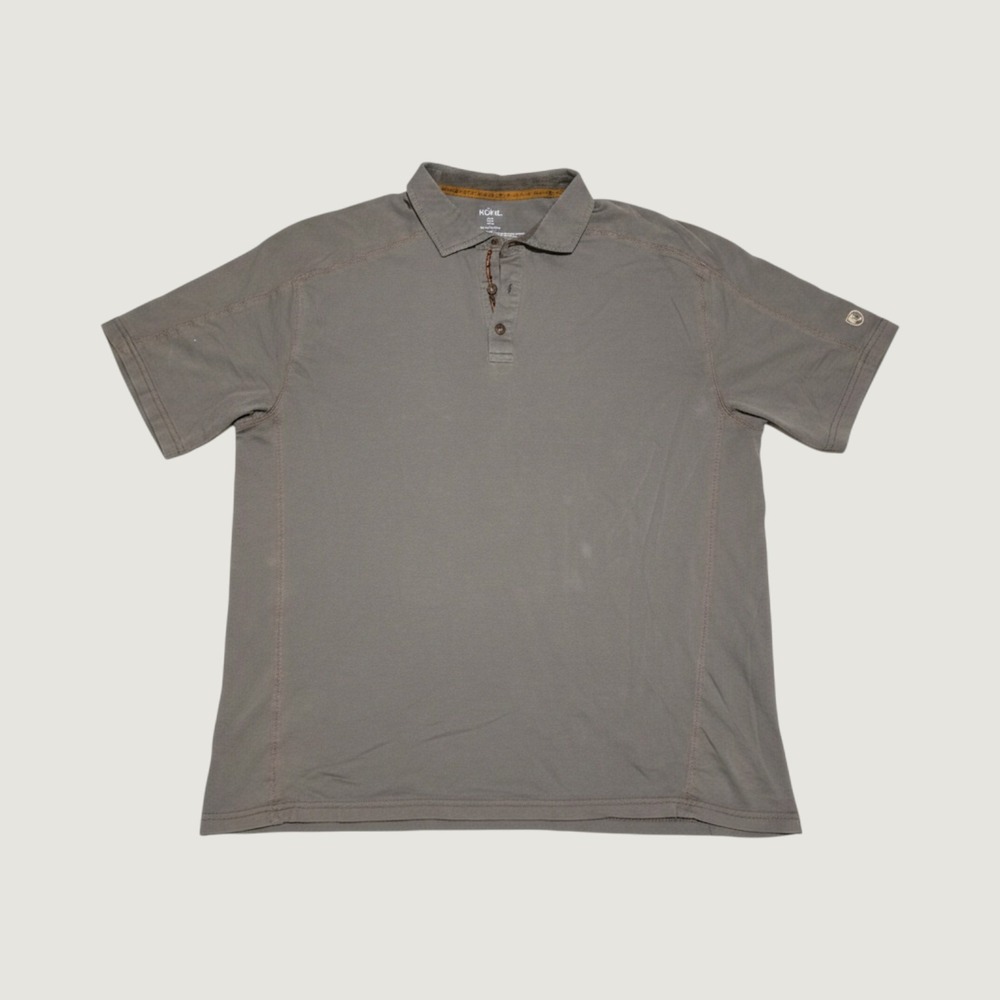 Kuhl Wildfibre Polo XXL Gray Excellent Mens Short Sleeve Organic Cotton Shirt